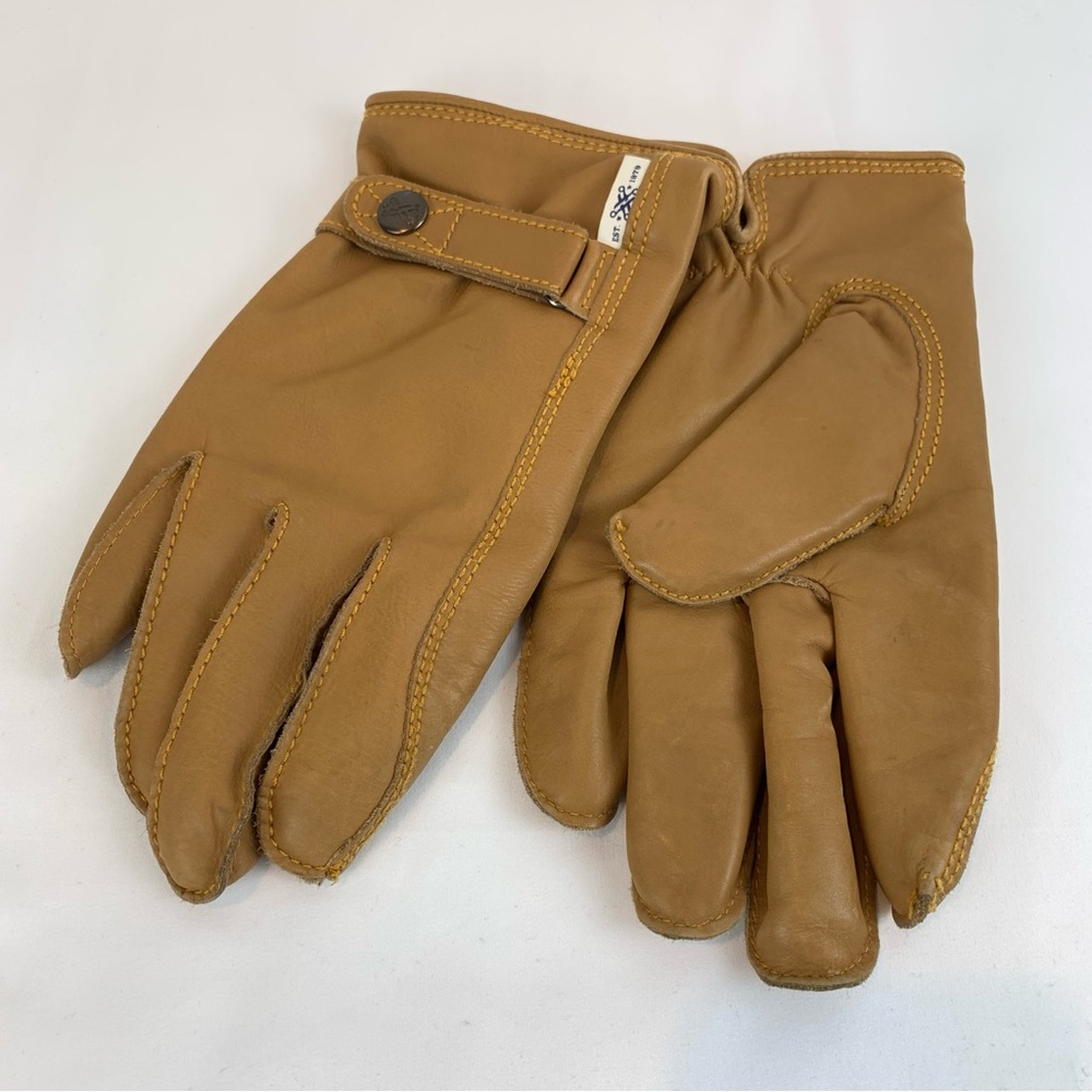 Calfskin Tan Cognac Leather Men's XL Gloves Jules Spain Exposed Stitching Lined